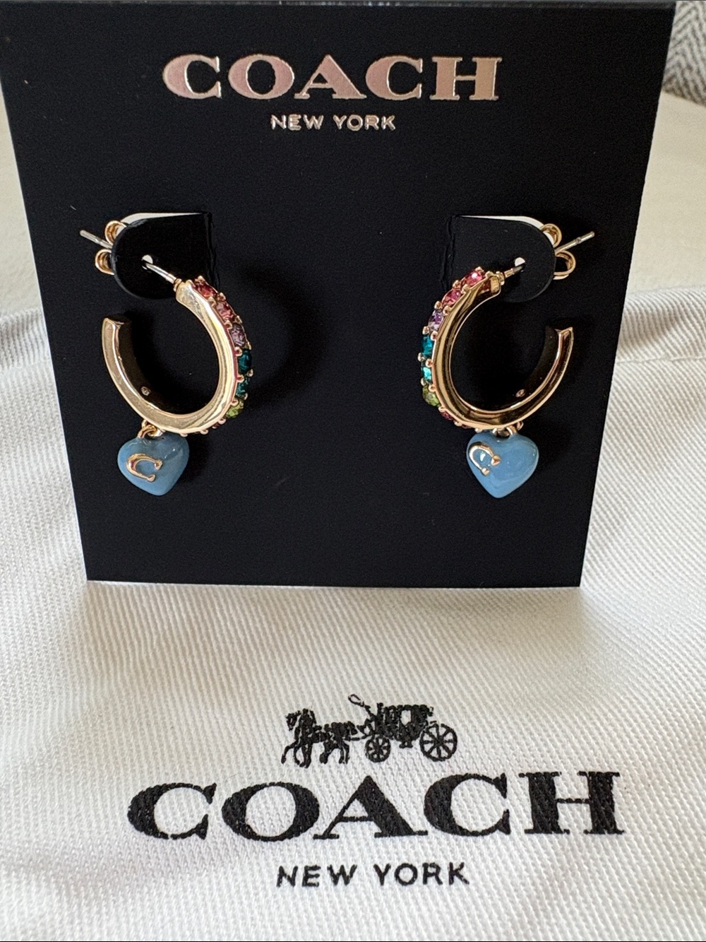 Coach Heart Charm Huggie earrings
